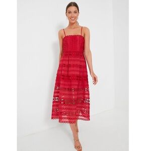 NWOT Tuckernuck- Hyacinth House Red Lace Midi Dress Small
